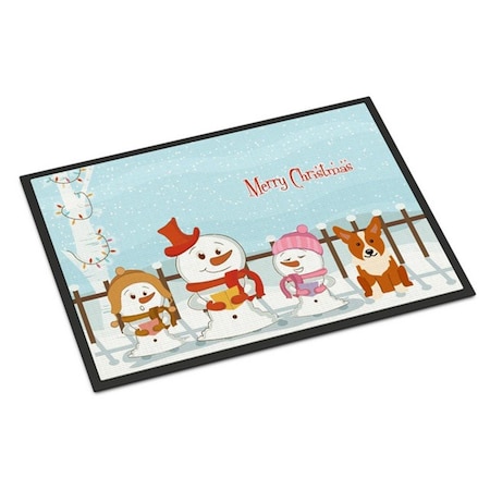 Carolines Treasures Merry Christmas Carolers Corgi Indoor or Outdoor Mat, 18 x 0.25 x 27 in. BB2431MAT